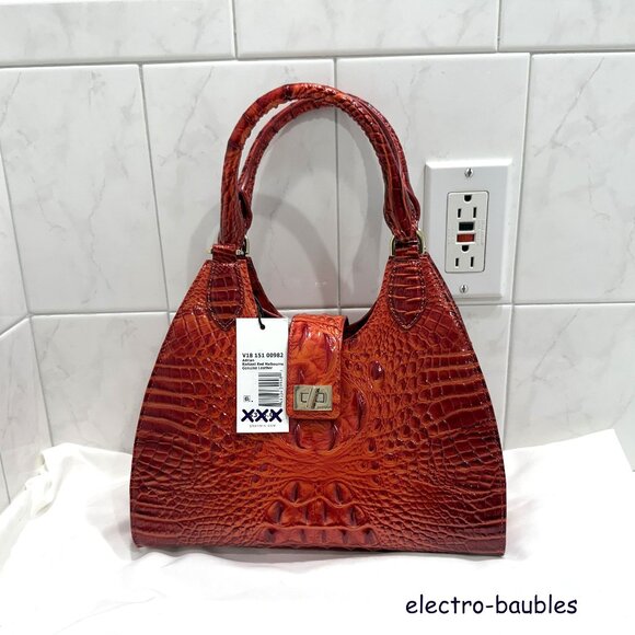 NWT Brahmin Adrian Radiant Red Melbourne Embossed Leather Satchel - CHRISTMAS! - Picture 11 of 13